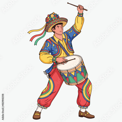 illustration of a male carnival drummer