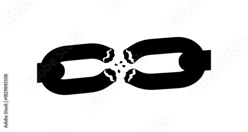 Broken chain link signifying security breach, vulnerability, or system failure concept