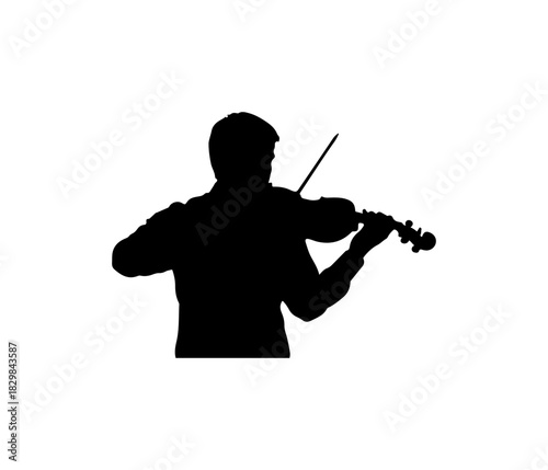 Elegant silhouette of violinist playing classic music with skill and emotion, artistic form