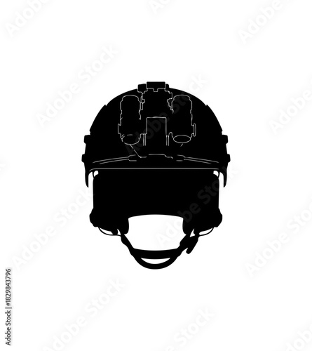 Modern tactical helmet symbol for defense, security, and protection product visuals