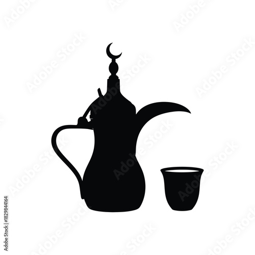 Traditional arabic coffee pot and cup silhouette