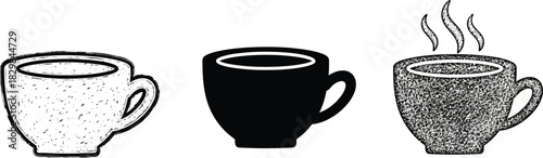Set of coffee cup icons vector illustration in different styles isolated on white background