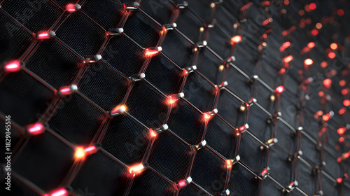 Abstract glowing lattice structure representing nanotechnology or data network