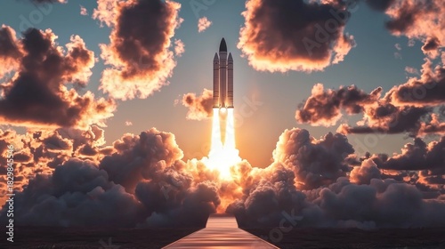 Fototapeta Naklejka Na Ścianę i Meble -  The exciting journey from concept to launch in the tech space industry.