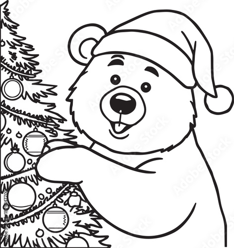 Cute polar bear cub cartoon in winter clothes illustration