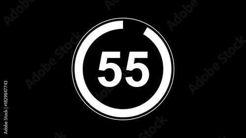 60 second circular countdown timer animation from 60 to 0. Circle countdown timer 60 seconds animation from 60 to 0 seconds, countdown or special offers on promotional materials. 
