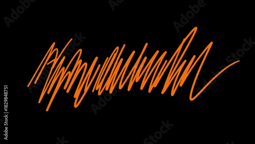 Abstract orange scribble on a black background, representing energy and chaos.