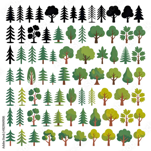 Mega Ultimate Tree Vector Asset Bundle, Comprehensive Collection of Forest, Tropical, Silhouette, and Stylized Flora