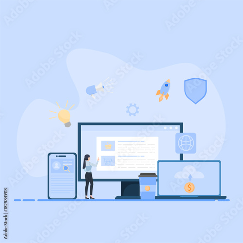 Modern Flat Design Vectors for Digital Marketing and Web Development