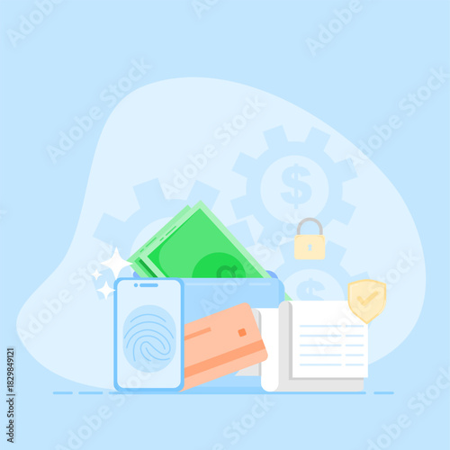 Digital Bill Payment Vector with Financial Security Features