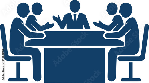 An Icon of Business Team Discussing around a Table
