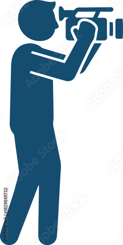 Icon of a Person Filming with a Camera