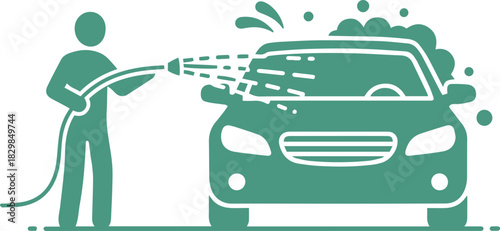 Icon of a Person Washing a Car using a Hos