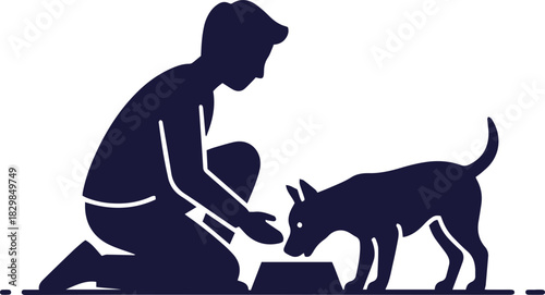 Icon of a Person Feeding a Dog