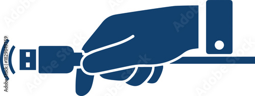 An Icon of a Hand Plugging in a USB Cable