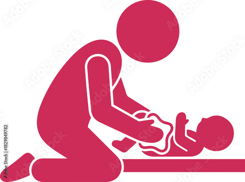 Icon of a Parent Cleaning a Baby with Wipes