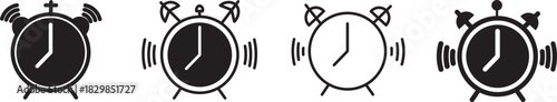 Alarm clock icon set. Alarm clock icon line style. alarm clock icon sign. clock icon set vector