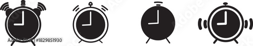 Alarm clock icon set. Alarm clock icon line style. alarm clock icon sign. clock icon set vector