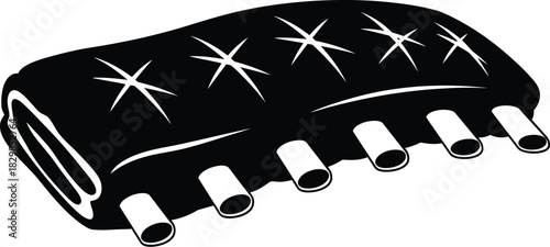 A simple black and white illustration of a hair comb with spaced teeth