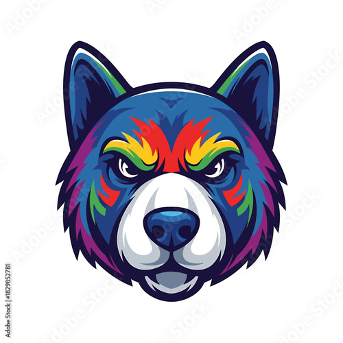 Bold, colorful bear mascot logo with determined expression perfect for branding, esports team, or fierce apparel design with a modern, eye-catching style