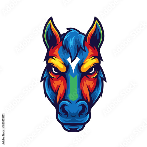 Vibrant horse mascot logo evokes power, energy, and spirited competition making it perfect for sports teams, esports, or dynamic brand identities