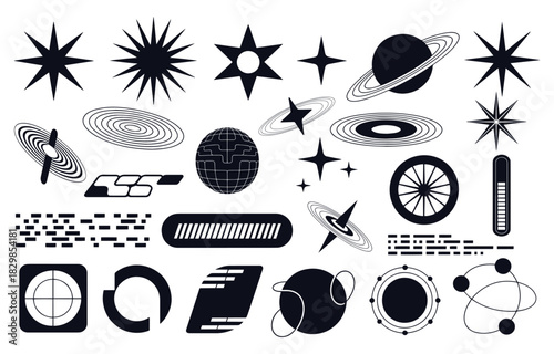 Retro futuristic y2k design with vibrant colors and bold typography