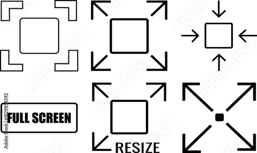 Set of resize and full screen icons for user interface design