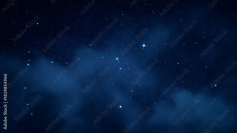 Obraz premium 깊은 밤 은하수와 별이 빛나는 숲 풍경