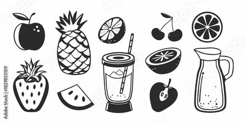 Fresh Fruit Juice Doodles Apple, Pineapple, Strawberry & More