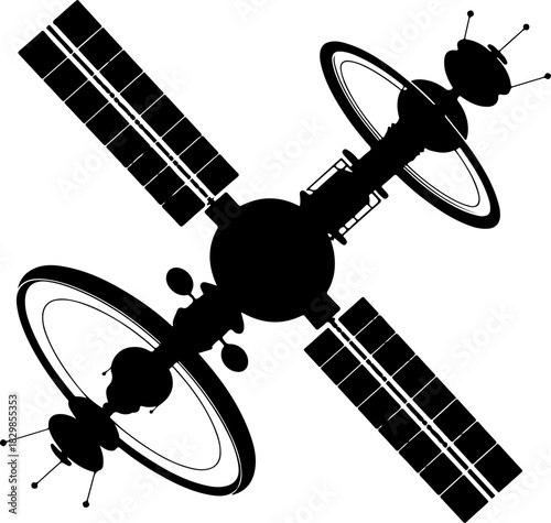 futuristic space station silhouette vector illustration