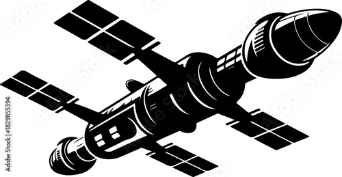 futuristic space station silhouette vector illustration