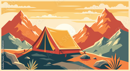 Camping in the Mountains at Sunrise