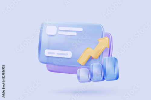 3D credit card money financial security for online shopping, online payment credit card with payment protection concept. 3d business finance vector icon render illustrator for shopping on e-commerce