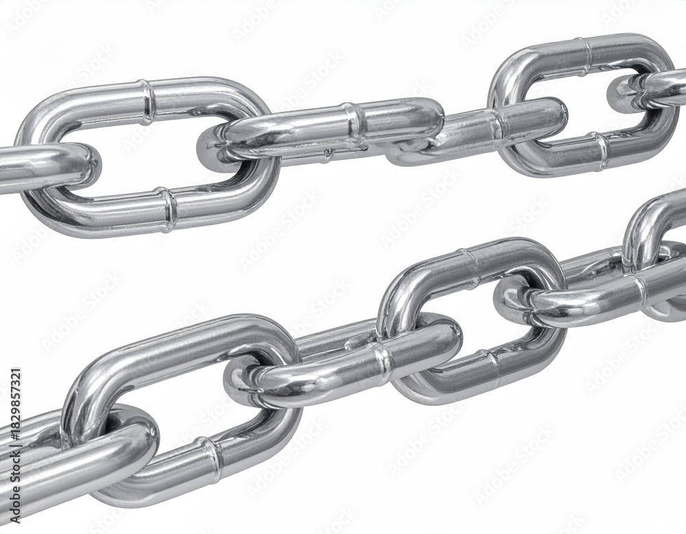Obraz premium Metal chain links, two rows, connected