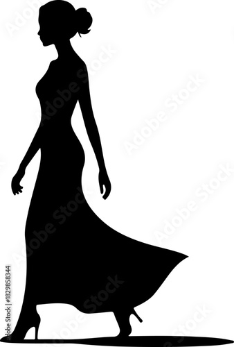 Woman Walking Away silhouette vector illustration