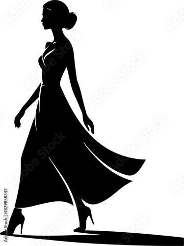 Woman Walking Away silhouette vector illustration