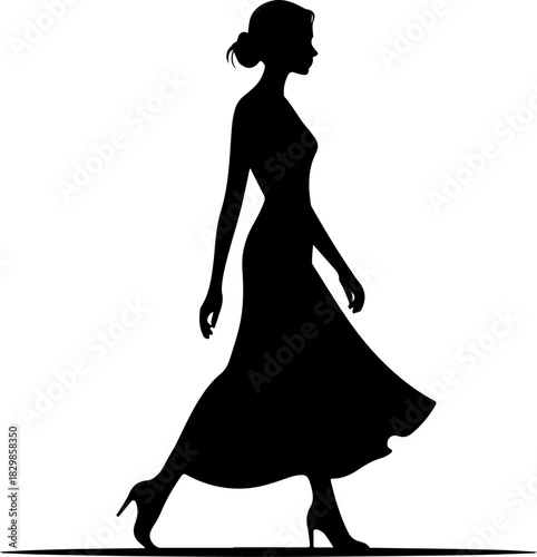 Woman Walking Away silhouette vector illustration