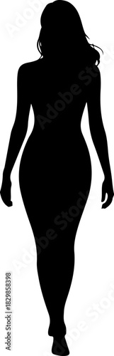 Woman Walking Away silhouette vector illustration