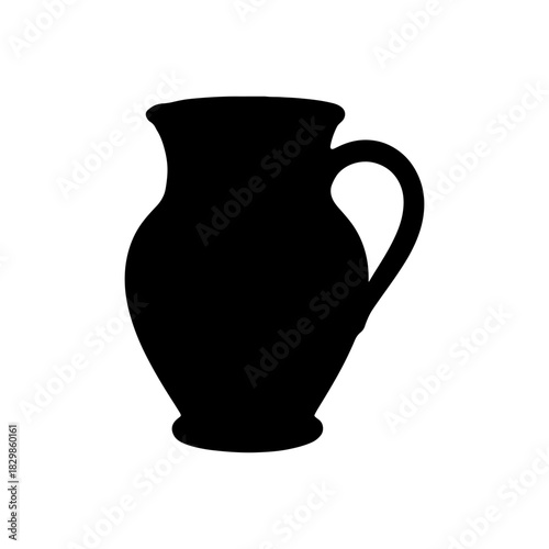 Black terracotta Jug Mug silhouette icon vector illustration on white background