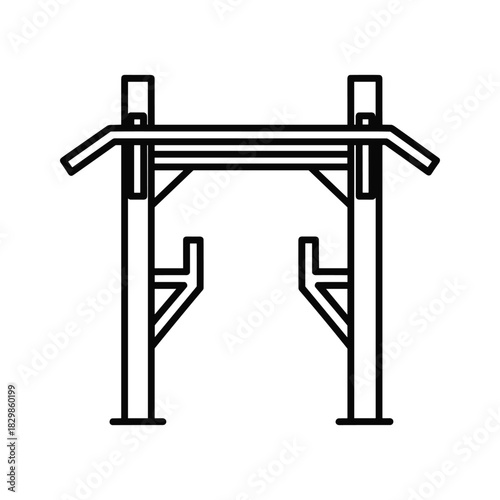 Outline Icon of a Pull-Up Bar for Fitness and Bodyweight Exercises