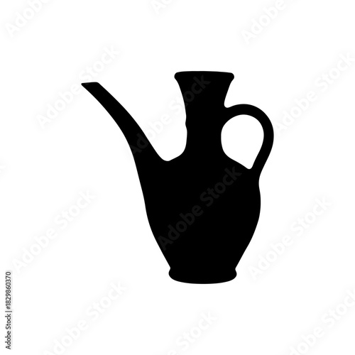 Black terracotta ewer silhouette icon vector illustration on white background