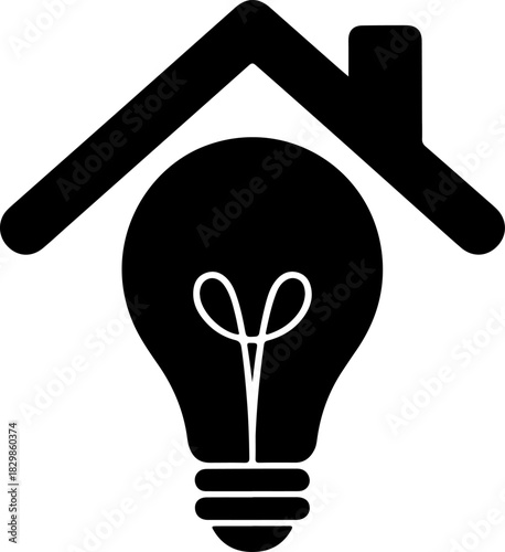 House with a lightbulb silhouette vector illustration