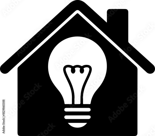 House with a lightbulb silhouette vector illustration