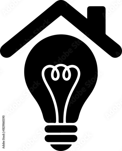House with a lightbulb silhouette vector illustration
