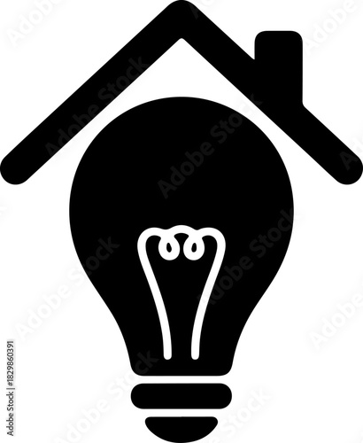 House with a lightbulb silhouette vector illustration