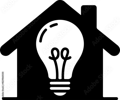 House with a lightbulb silhouette vector illustration