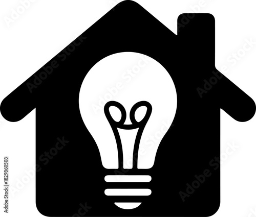 House with a lightbulb silhouette vector illustration