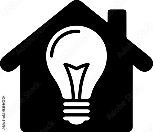 House with a lightbulb silhouette vector illustration