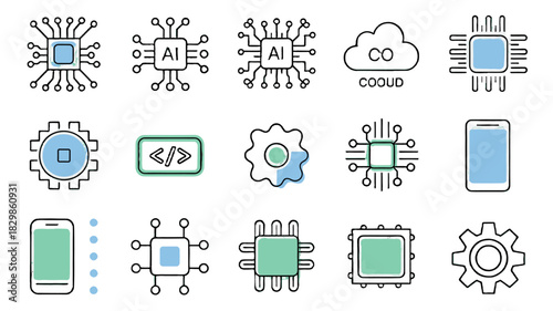 Illustration of various technological icons, offering a glimpse into the digital world.