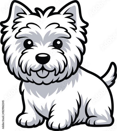 Cute cartoon a illustrator vector Westie